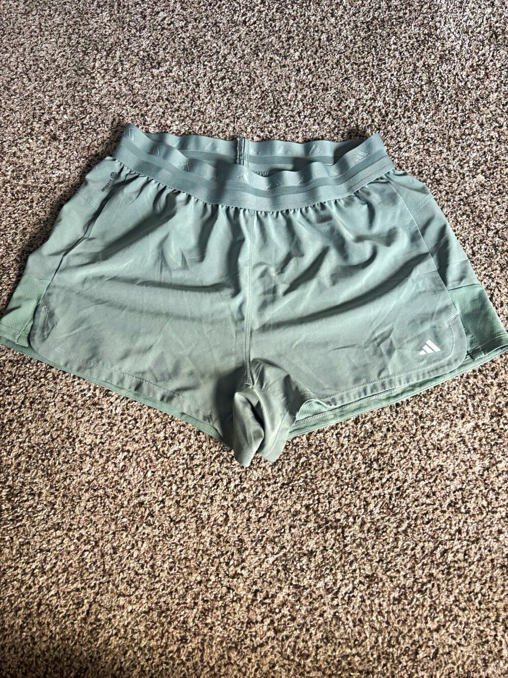 adidas AEROREADY Women’s Gray Solid Athletic Shorts Pull-On Elastic Waist